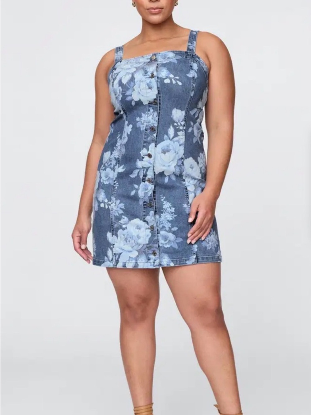 GAP XL Tall Blue Floral Denim Mini Dress